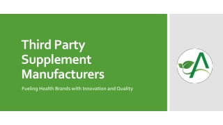 Third Party Supplement Manufacturers