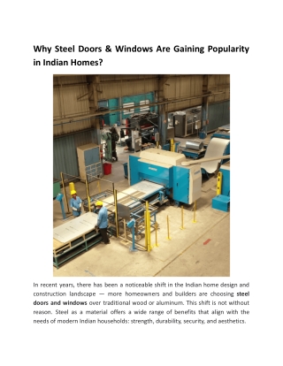 Why Steel Doors & Windows Are Gaining Popularity in Indian Homes?
