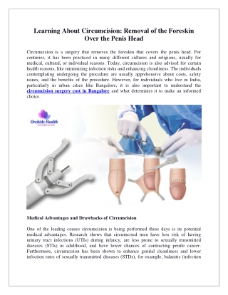 Learning About Circumcision Removal of the Foreskin Over the Penis Head