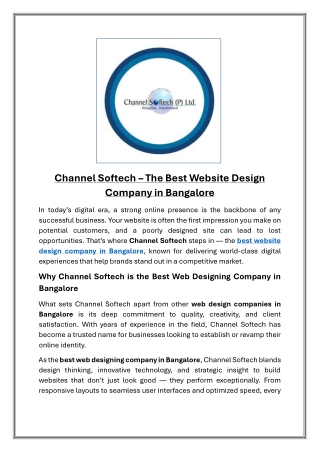 Channel Softech – The Best Website Design Company in Bangalore