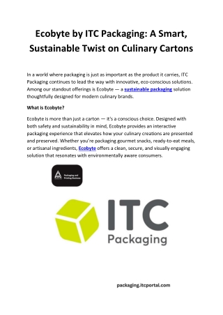 Ecobyte by ITC Packaging: Sustainable Cartons for Culinary Innovation