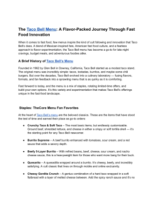 The Taco Bell Menu_ A Flavor-Packed Journey Through Fast Food Innovation