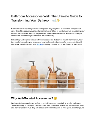 Bathroom Accessories Wall_ The Ultimate Guide to Transforming Your Bathroom