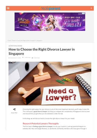 How to Choose the Right Divorce Lawyer in Singapore
