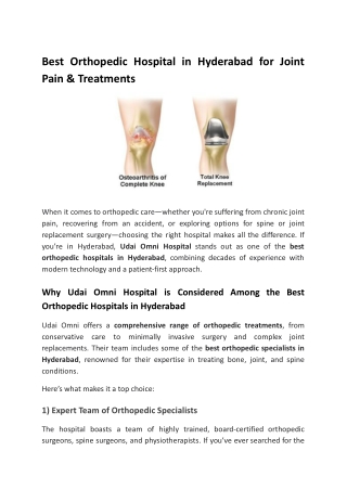 Best Orthopedic Hospital in Hyderabad for Joint Pain & Treatments