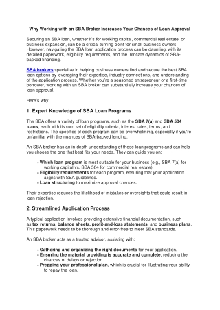 why working with an sba broker increases your