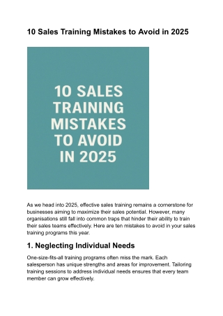 10 Sales Training Mistakes to Avoid in 2025