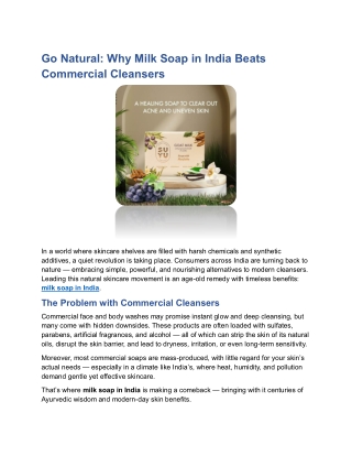 Go Natural Why Milk Soap in India Beats Commercial Cleansers