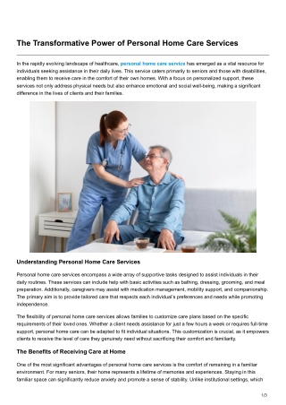 the transformative power of personal home care