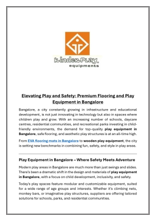 Elevating Play and Safety  Premium Flooring and Play Equipment in Bangalore