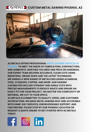 Custom Metal Sawing Phoenix, AZ