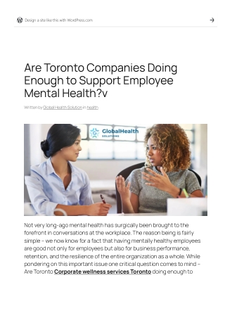 Are Toronto Companies Doing Enough to Support Employee Mental Health