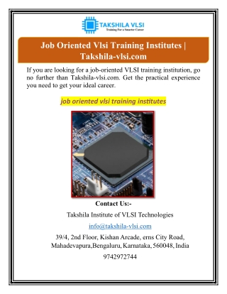 Job Oriented Vlsi Training Institutes | Takshila-vlsi.com