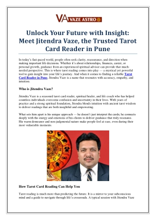 Unlock Life’s Mysteries with the Best Tarot Card Reader in Pune – Jitendra Vaze