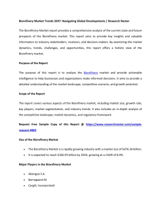 Biorefinery Market Size & Growth Trends, 2037