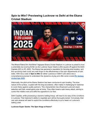 Spin to Win_ Previewing Lucknow vs Delhi at the Ekana Cricket Stadium