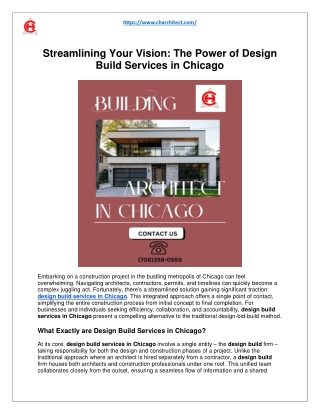 Streamlining Your Vision: The Power of Design Build Services in Chicago