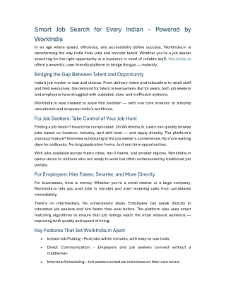 Smart Job Search for Every Indian – Powered by WorkIndia