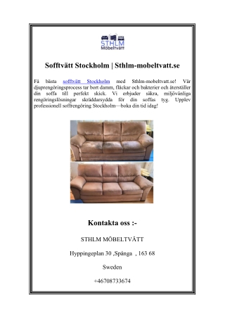 Sofftvätt Stockholm | Sthlm-mobeltvatt.se