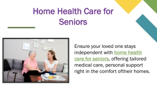 Home Health Care for Seniors