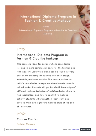 International Diploma in Fashion & Creative Makeup – AMA International
