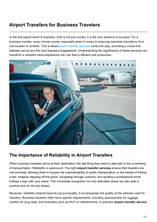 Airport Transfers for Business Travelers