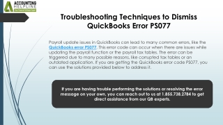 troubleshooting techniques to dismiss quickbooks error ps077