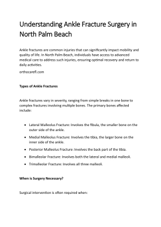 Understanding Ankle Fracture Surgery in North Palm Beach
