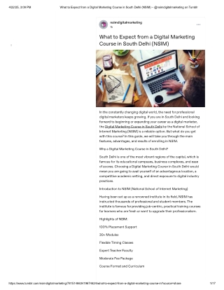 What to Expect from a Digital Marketing Course in South Delhi (NSIM)