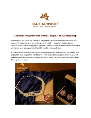 Celebrate Prosperity with Timeless Elegance at Kanchanpushp