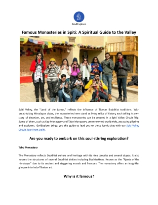 Famous Monasteries in Spiti: A Spiritual Guide to the Valley