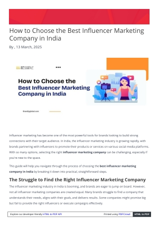 How to Choose the Best Influencer Marketing Company in India