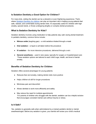 Is Sedation Dentistry a Good Option for Children