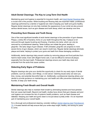 Adult Dental Cleanings_ The Key to Long-Term Oral Health