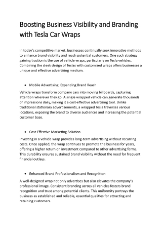 Boosting Business Visibility and Branding with Tesla Car Wraps