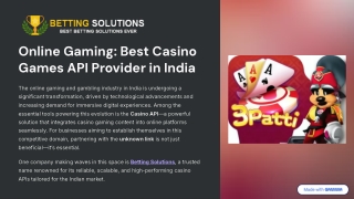 Best Casino Games API Provider in India