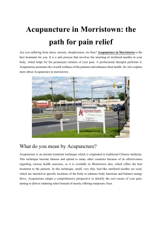 Acupuncture in Morristown: the path for pain relief