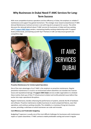 Why Businesses in Dubai Need IT AMC Services for Long-Term Success