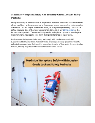 Maximize Workplace Safety with Industry-Grade Lockout Safety Padlocks