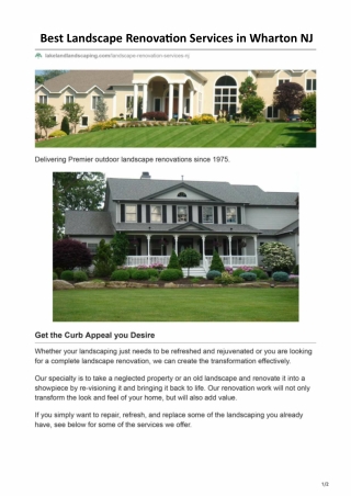 Best Landscape Renovation Services in Wharton NJ