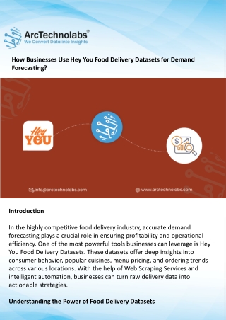 How Businesses Use Hey You Food Delivery Datasets for Demand Forecasting