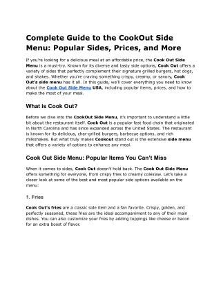 Complete Guide to the CookOut Side Menu_ Popular Sides, Prices, and More