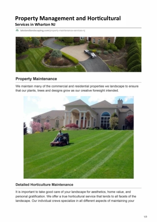 Best Property Management and Horticultural Maintenance Services in Wharton NJ