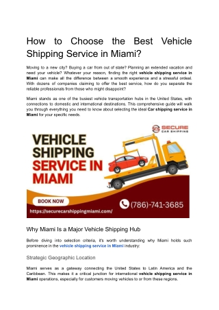 How to Choose the Best Vehicle Shipping Service in Miami_