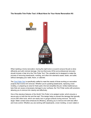 The Versatile Trim Puller Tool: A Must-Have for Your Home Renovation Kit