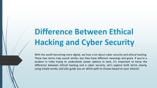 difference between ethical hacking and cyber security