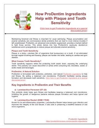How ProDentim Ingredients Help with Plaque and Tooth Sensitivity