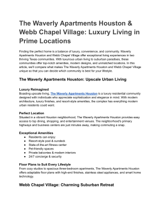 The Waverly Apartments Houston & Webb Chapel Village_ Luxury Living in Prime Locations