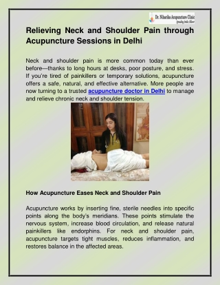 Acupuncture doctor in Delhi