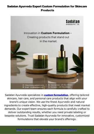 Innovating Beauty Custom Formulation & Contract Manufacturing in India